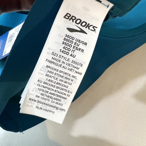 Brooks Dare Underwire Run Bra Sports Lagoon Blue size 36DD NEW - Picture 5 of 6